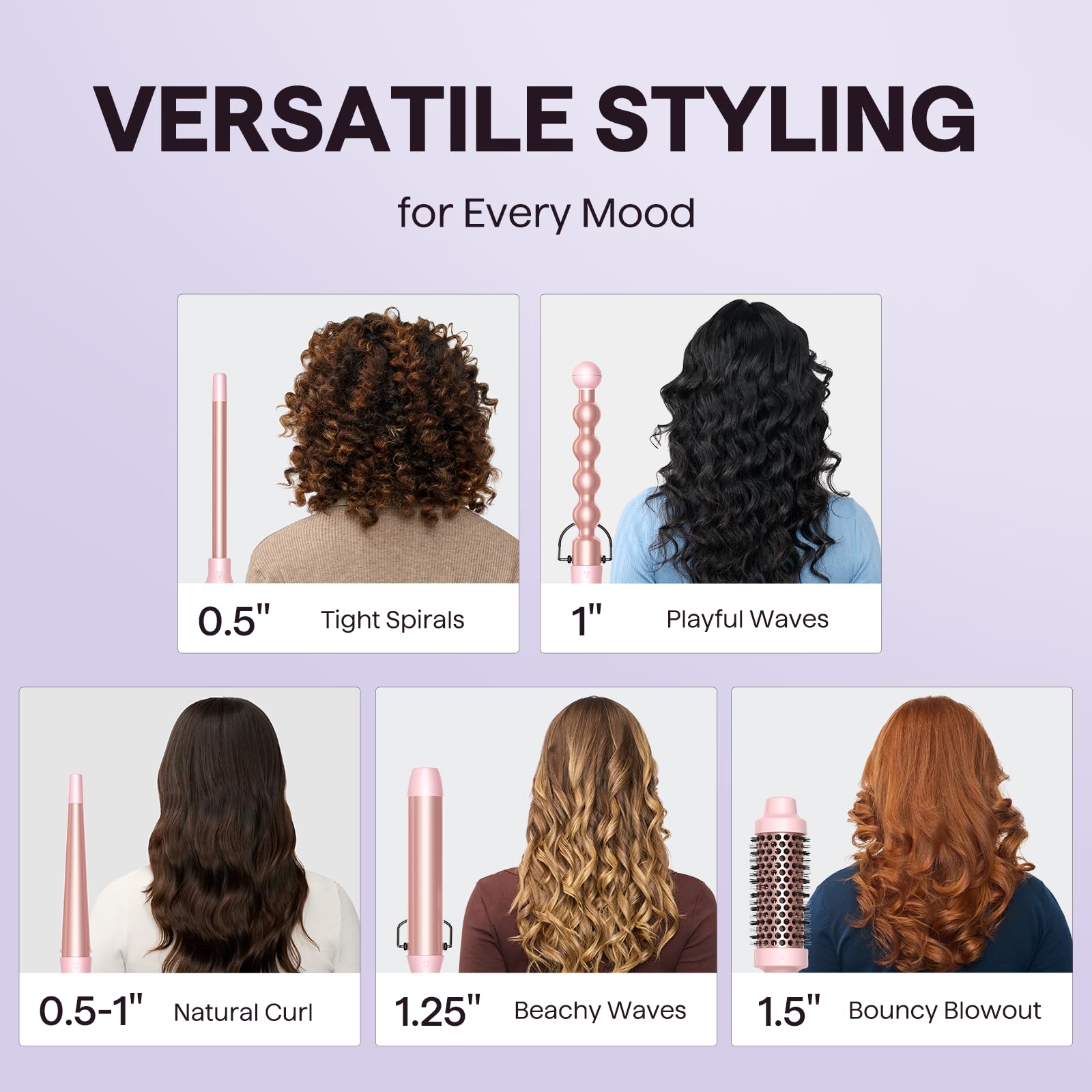 Wavytalk 5-in-1 with 0.5-inch small barrel for tight ringlets.