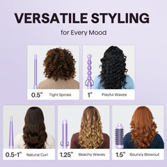 Wavytalk purple 0.5-inch wand for tight, defined curls.