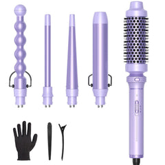 Wavytalk 5-in-1 purple set with 1-inch bubble barrel for classic curls.
