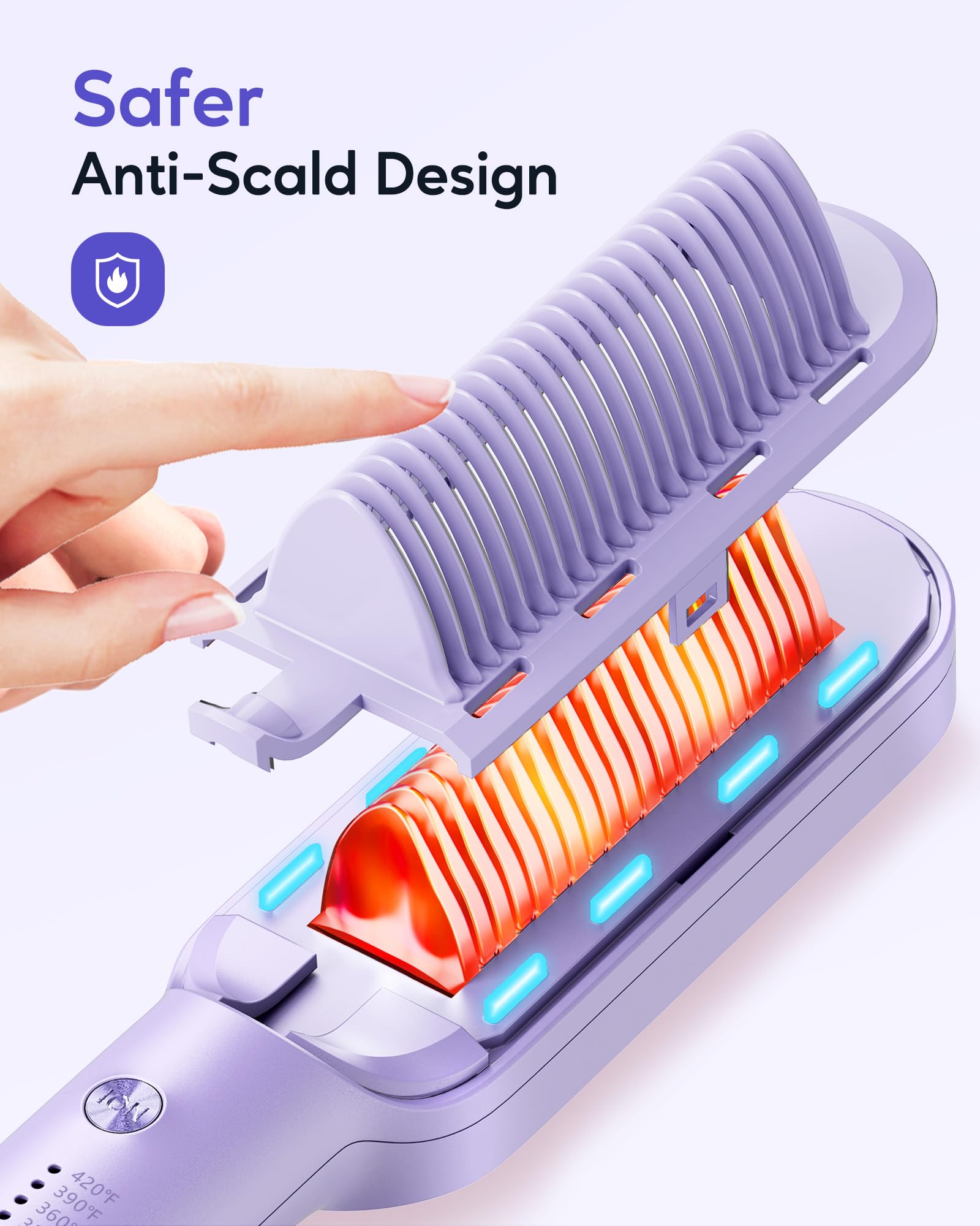 Wavytalk six-heat settings dial shows customizable temperature for hair types.