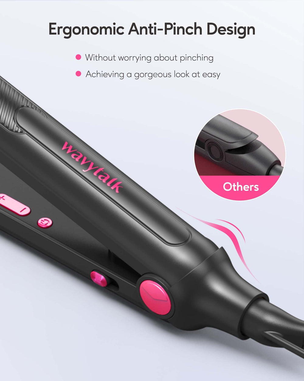 Wavytalk anti-pinch design handle keeps fingers safe during precise sections.