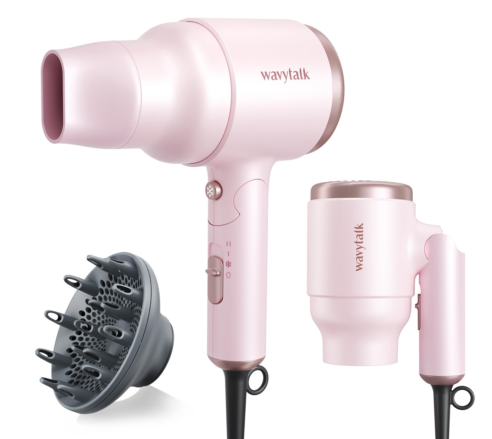Wavytalk blow dryer diffuser pinky-white front view for rapid drying