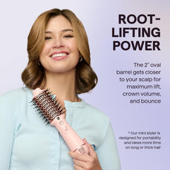 Wavytalk ceramic-titanium barrel provides even heat for gentle styling.
