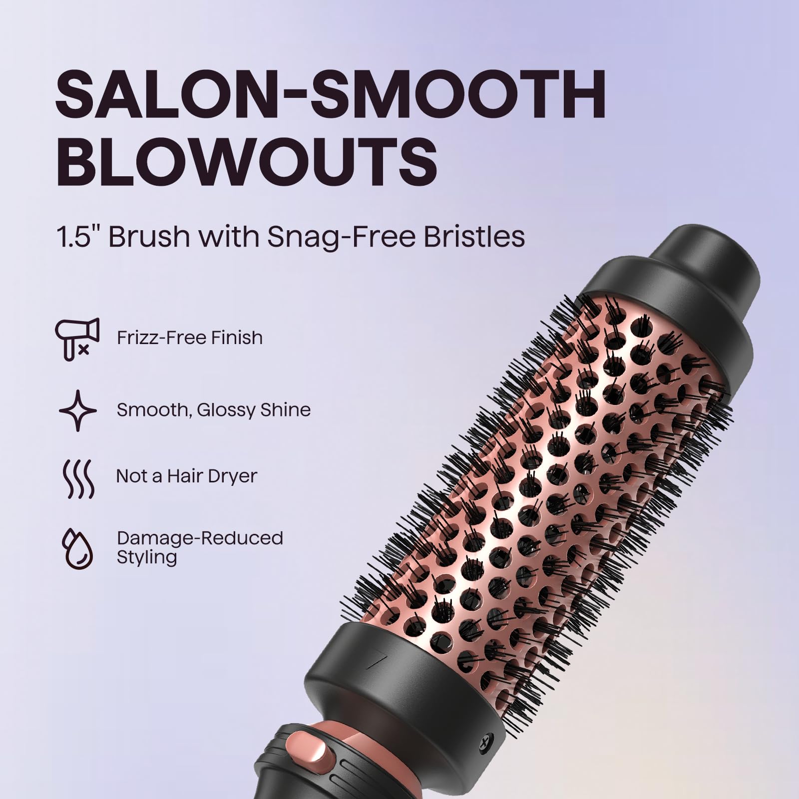 Wavytalk curling brush in action demonstrates smooth glide for voluminous, blowout-like fullness