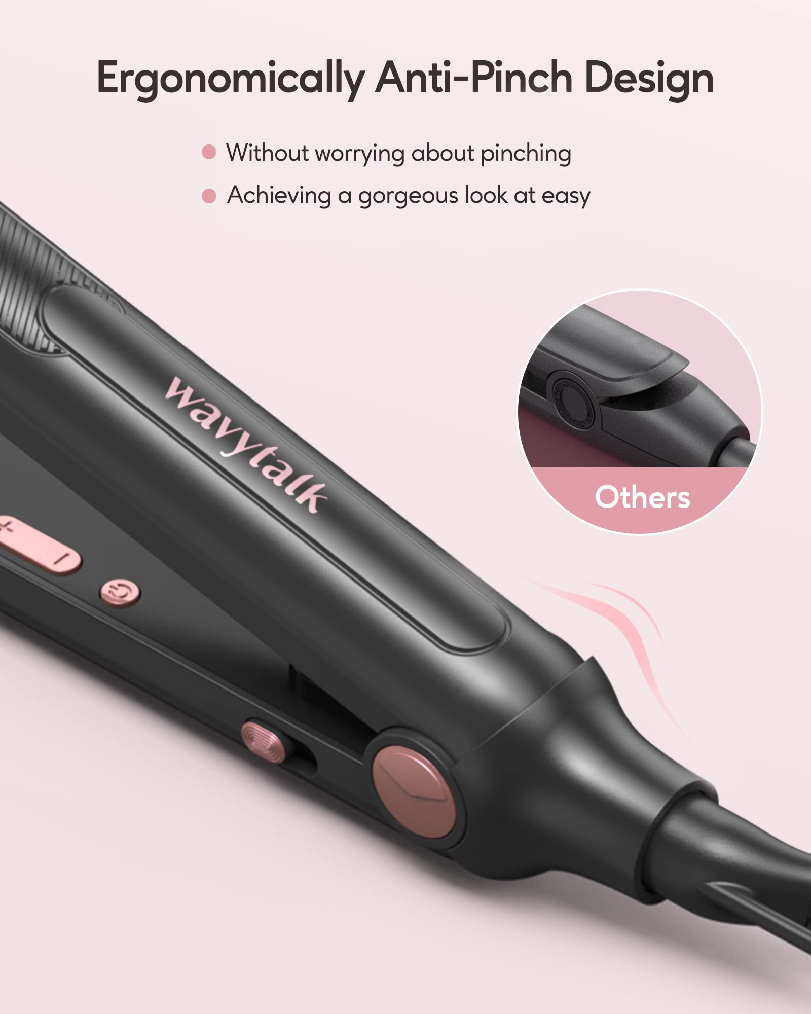 Wavytalk curved-design-curl highlights crease-free curls for short hair