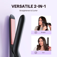 Wavytalk flat iron 1-inch demonstrates quick straightening and fringe refinement.
