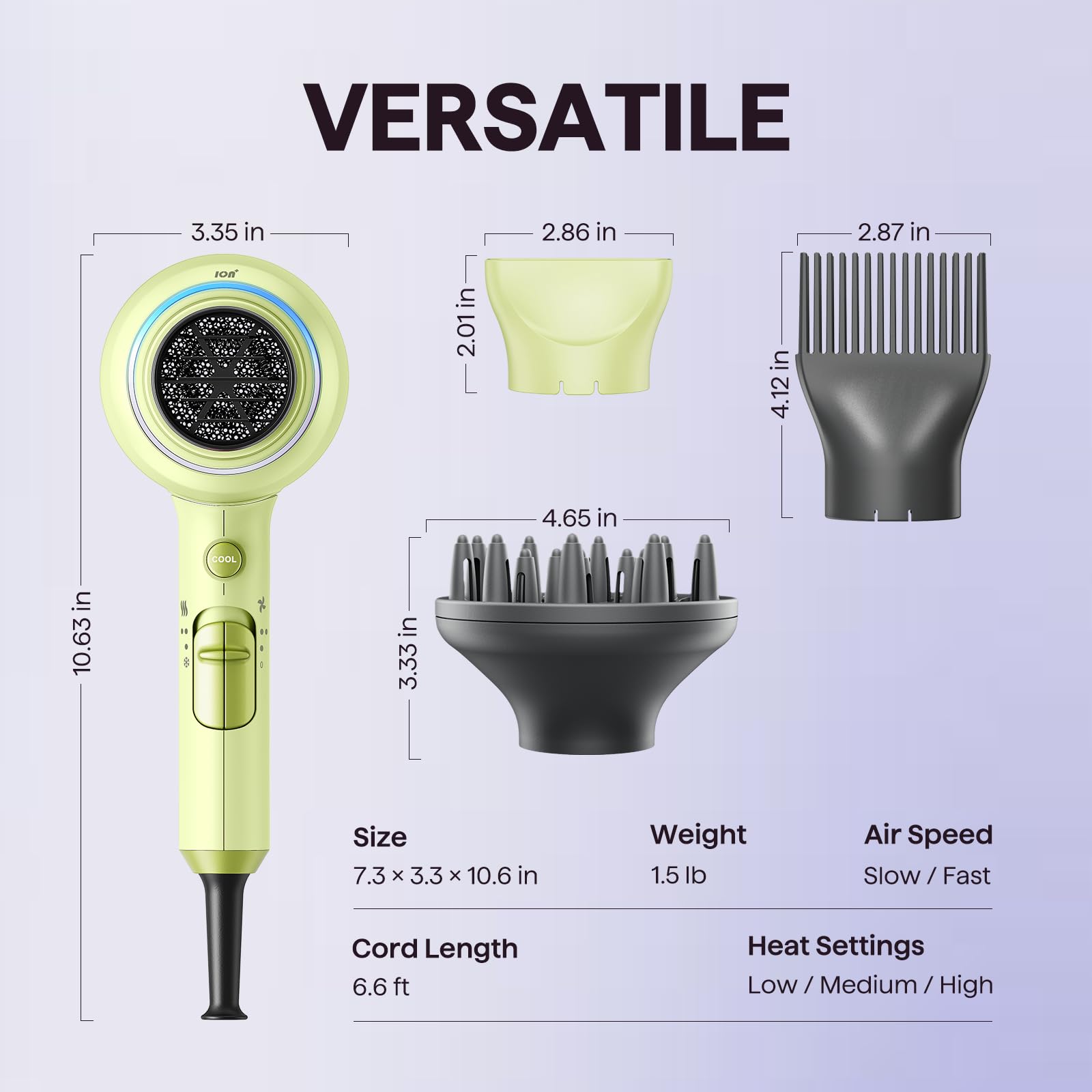Wavytalk green hair dryer compact design with efficient, low-noise operation.