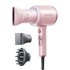 Wavytalk hair dryer pink front view for fast, salon-like styling.