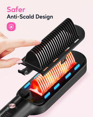 Wavytalk hair straightener brush anti-scald design with 3D teeth for safe styling