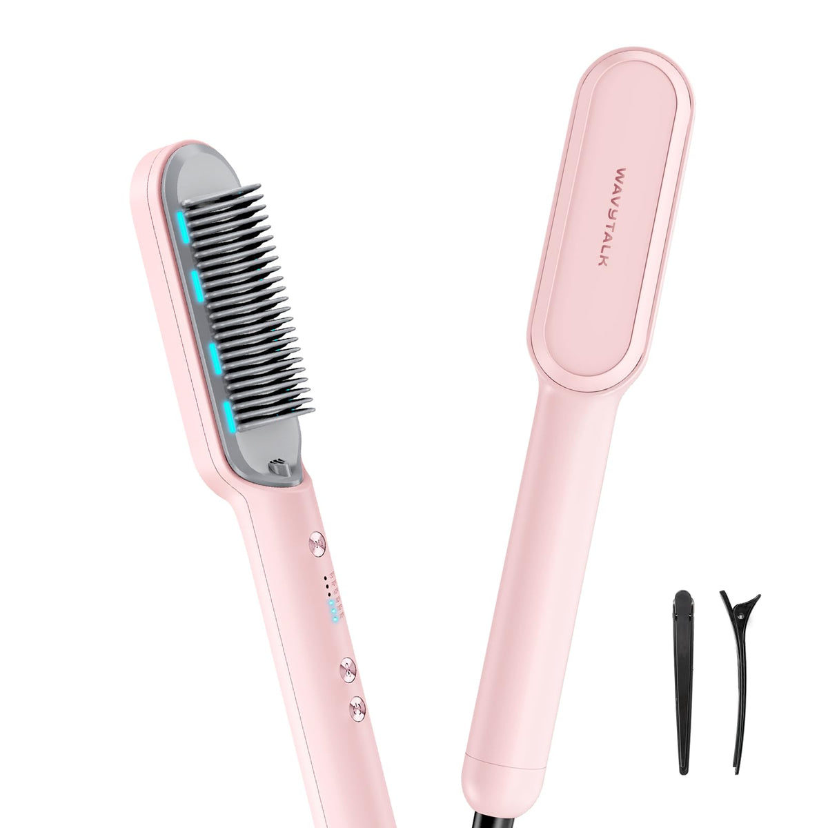 Wavytalk hair straightener brush front view for quick smoothing and everyday straight looks