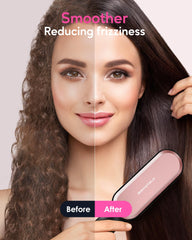 Wavytalk hair straightener brush ion indicator blue glow signaling frizz-control action