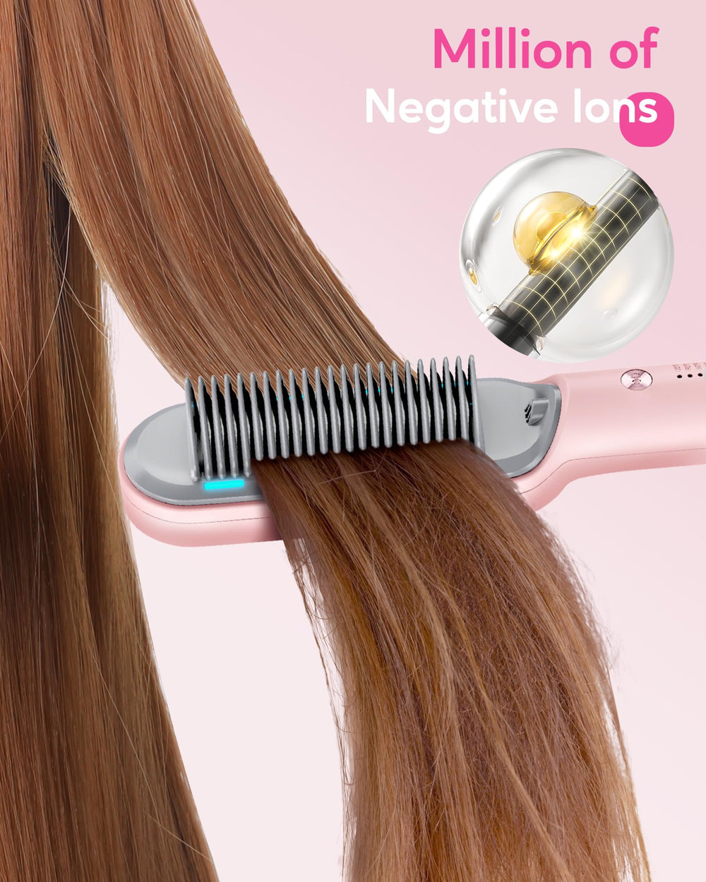 Wavytalk hair straightener brush six heat settings for versatile hair types