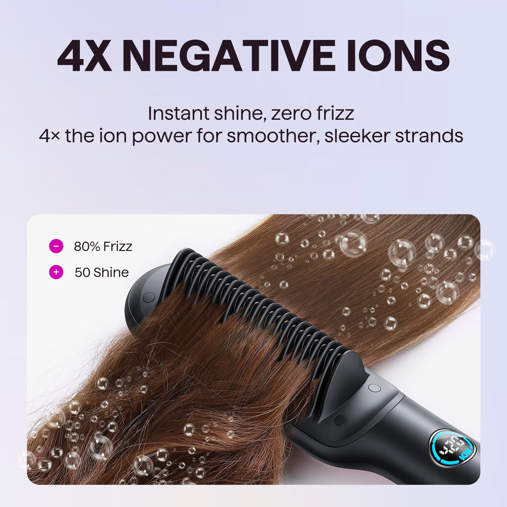 Wavytalk straightener brush snag-free teeth enable gentle detangling during styling.