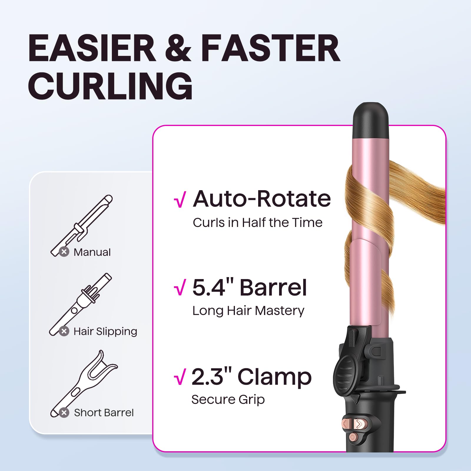 Wavytalk curling iron home button reset enables quick alignment