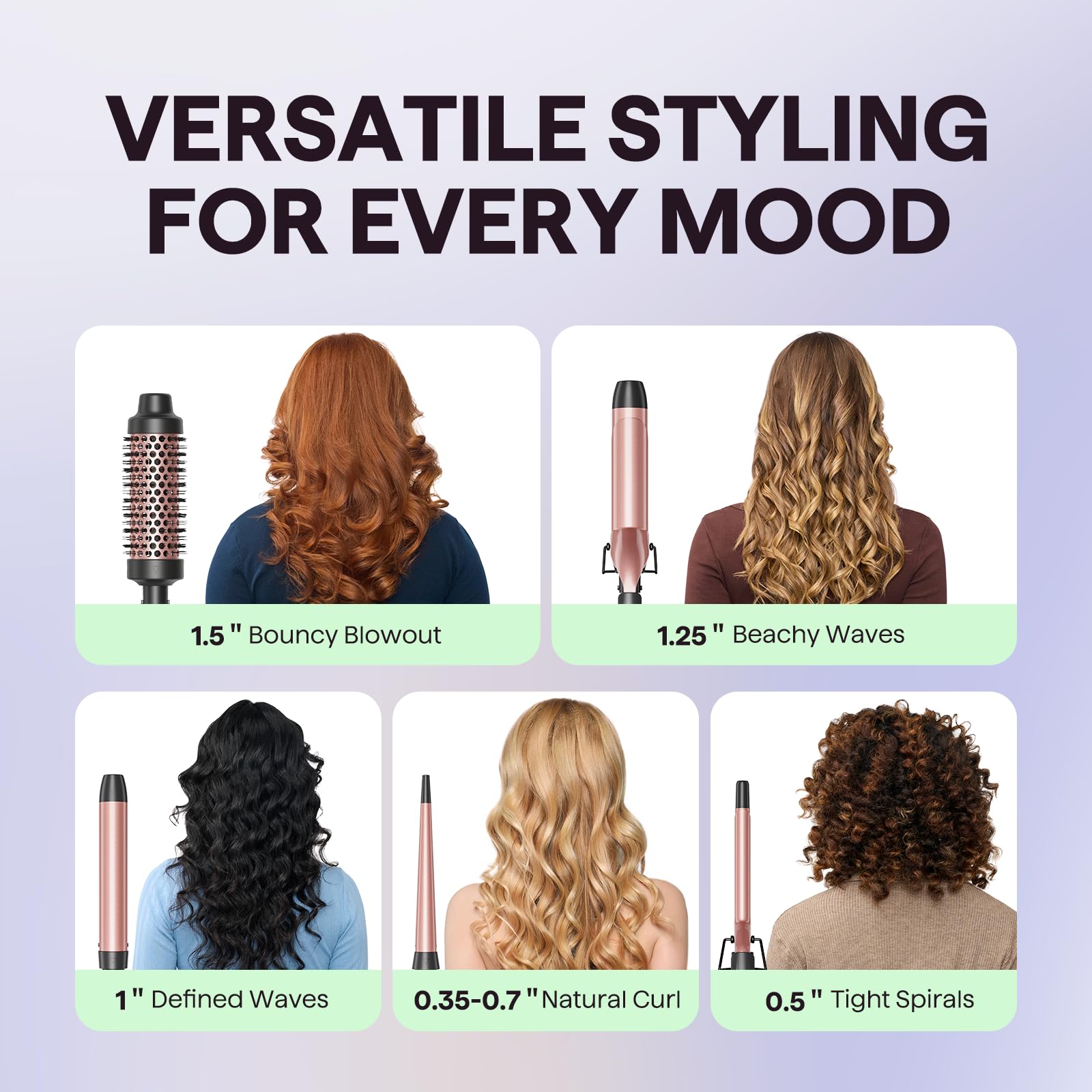 Wavytalk interchangeable barrels closeup highlights precise size options for tailored curls