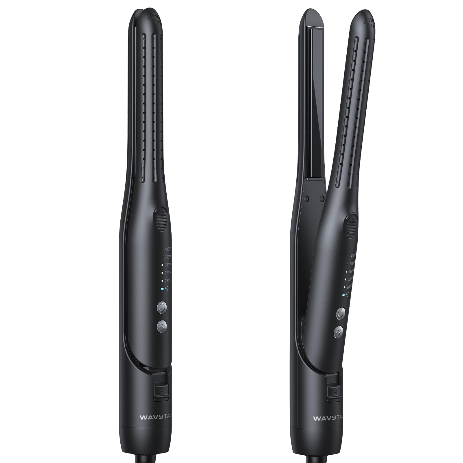 Wavytalk pencil flat iron with 360° cool air, front view for precise short-hair styling.