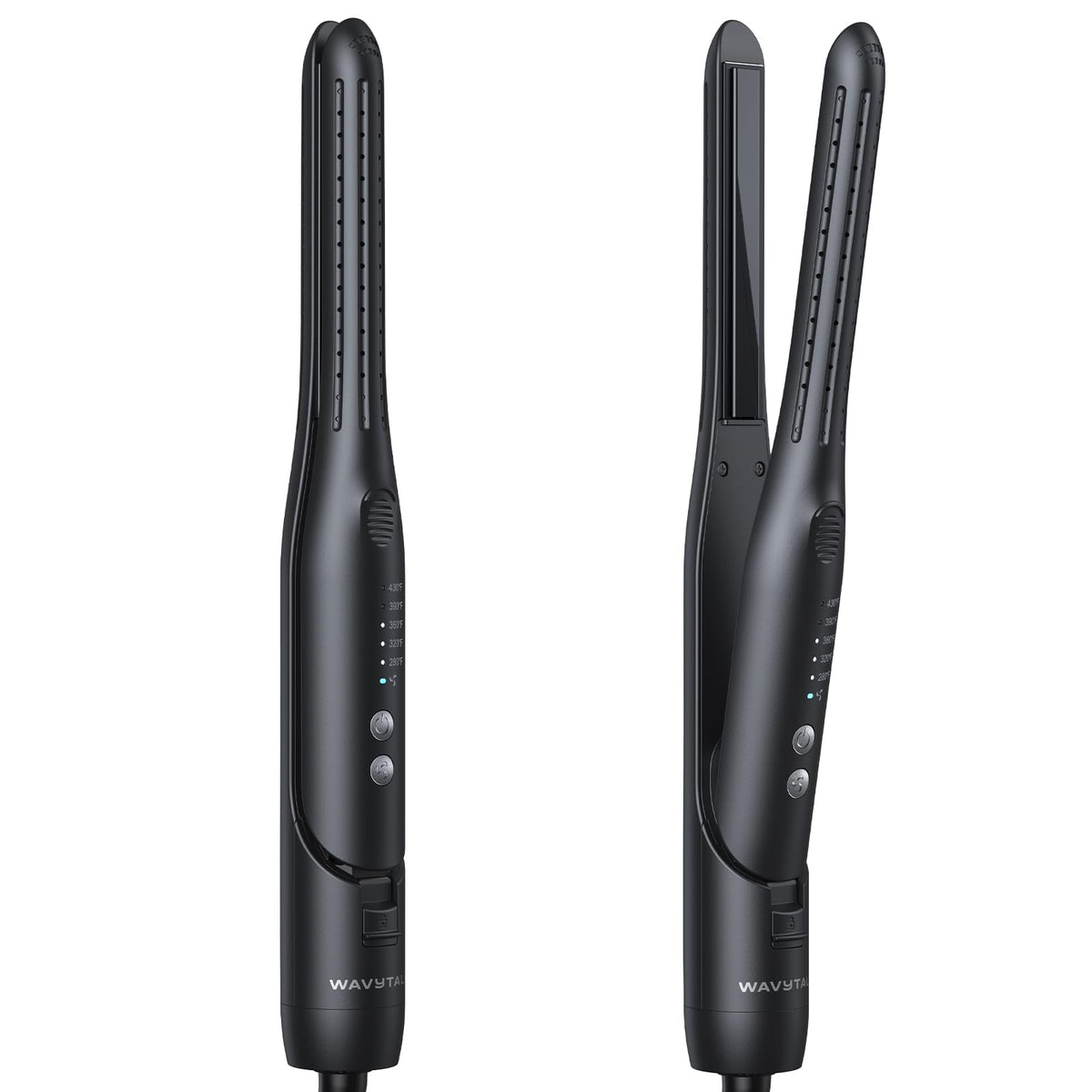 Wavytalk pencil flat iron with 360° cool air, front view for precise short-hair styling.