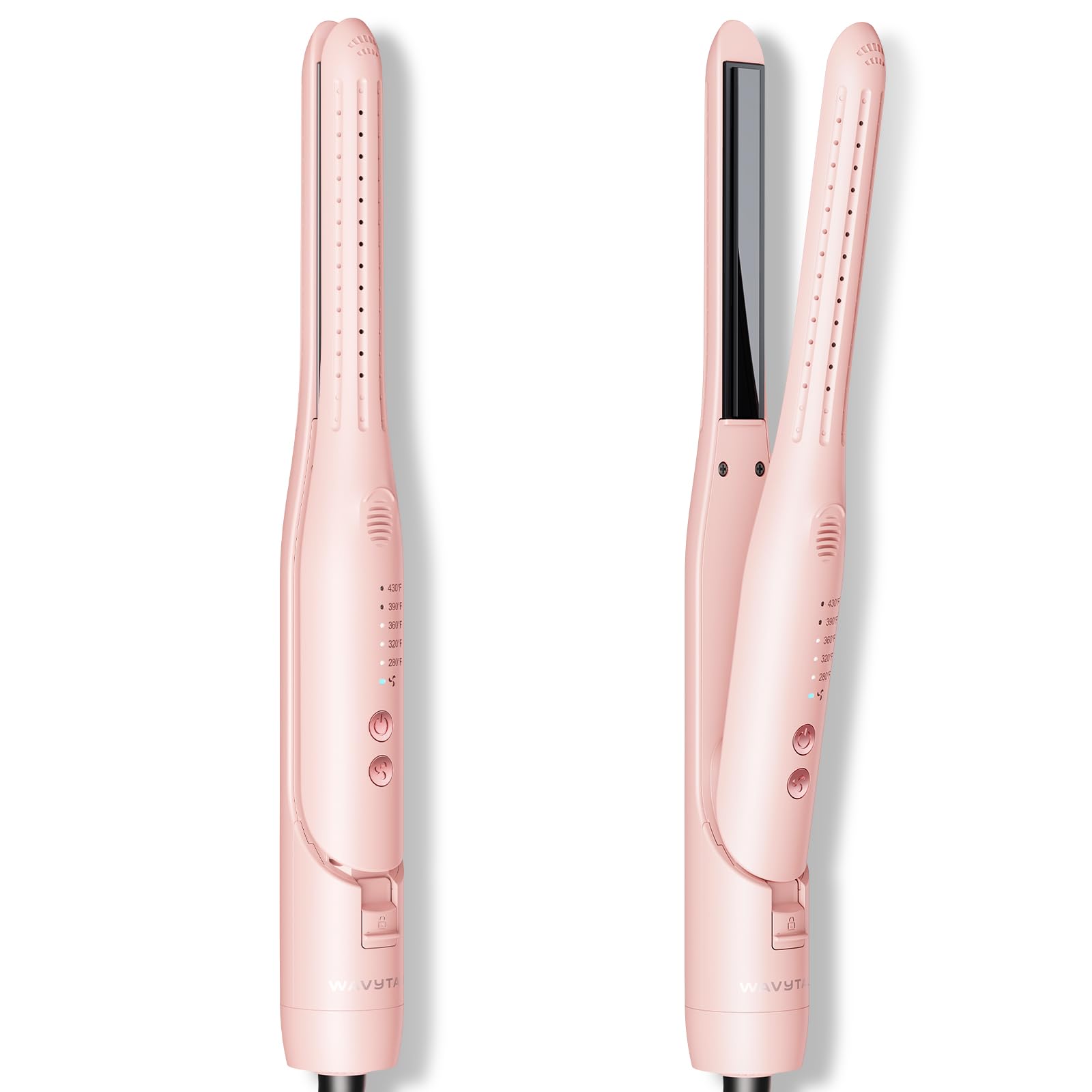 Wavytalk pencil flat iron closeup showing precision for short hair.