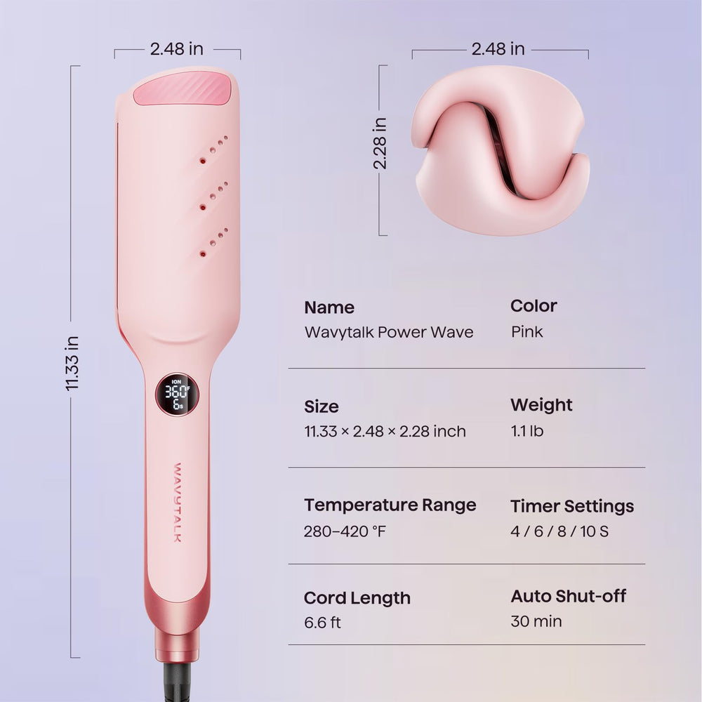 Wavytalk Power Wave pink finish adds stylish appeal for travel and daily use.