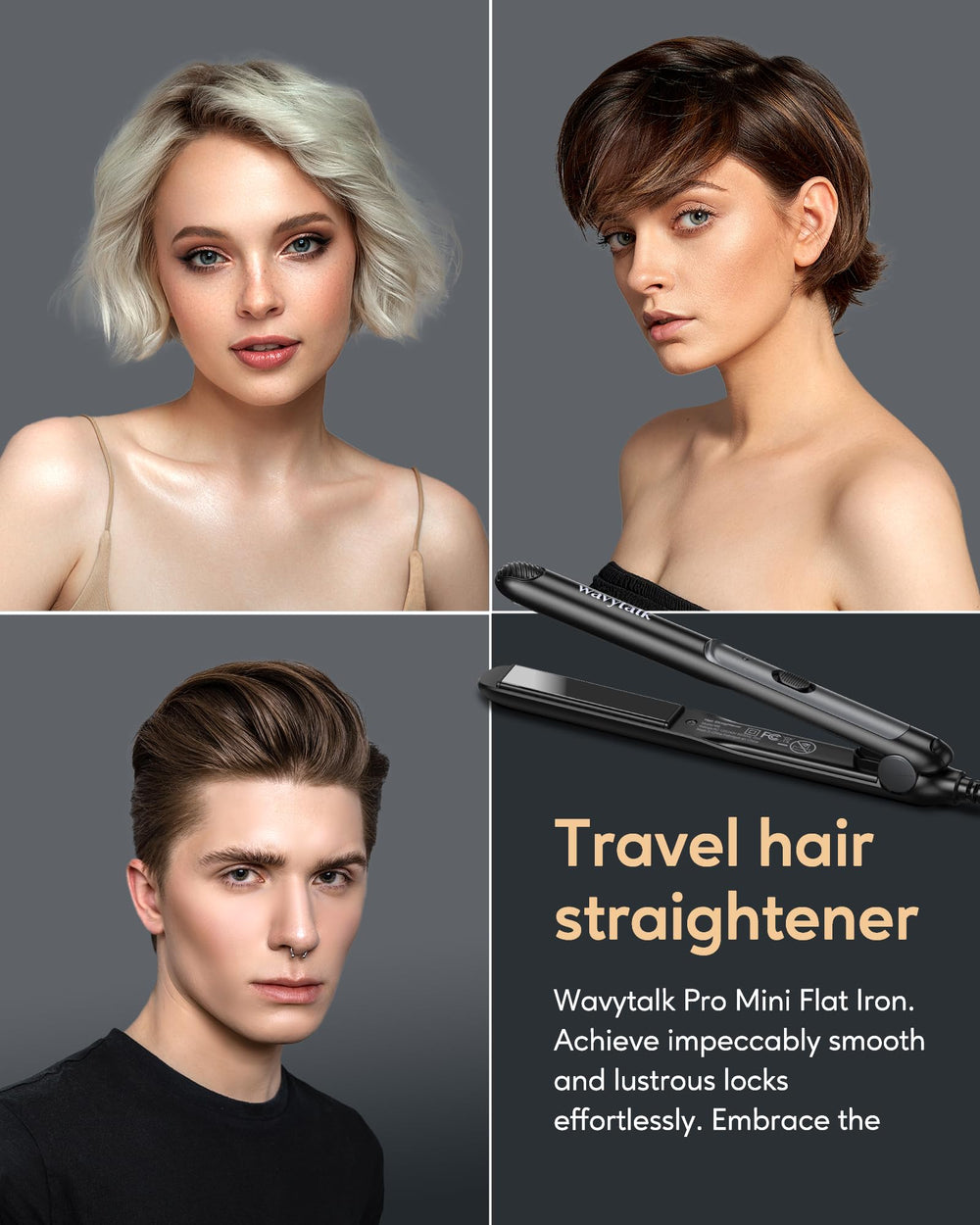 Wavytalk Pro Mini in-use on bangs for quick, polished finish.