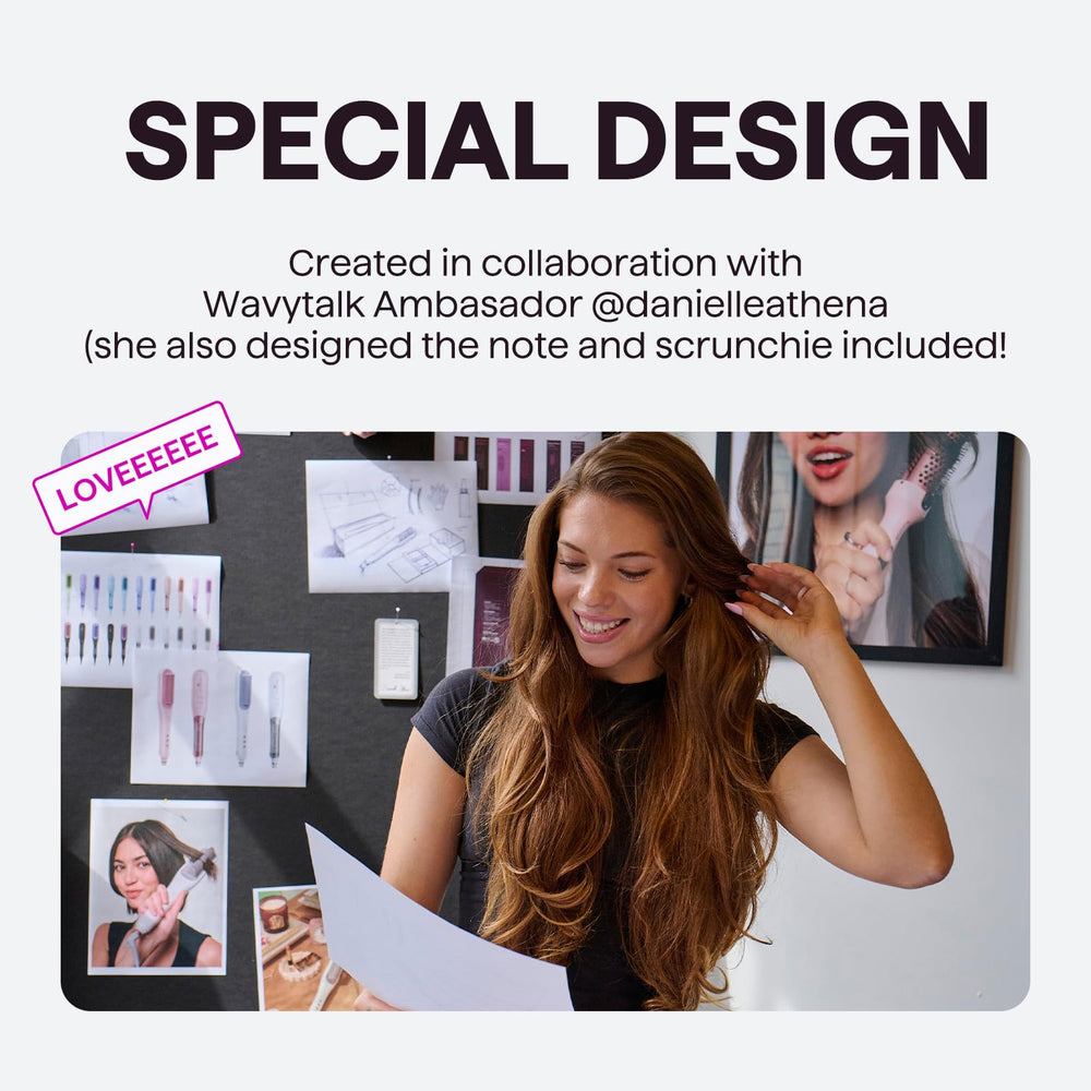 Wavytalk Pro Steam Hair Straightener Brush in-use demonstrates 3-in-1 functionality