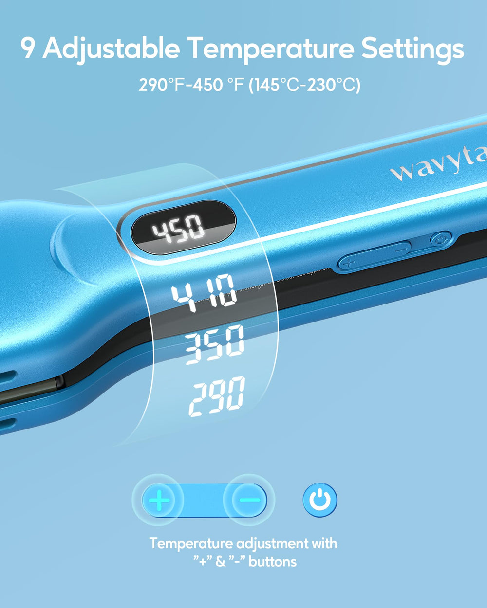 Wavytalk PTC heater with 3D floating plates for snag-free styling
