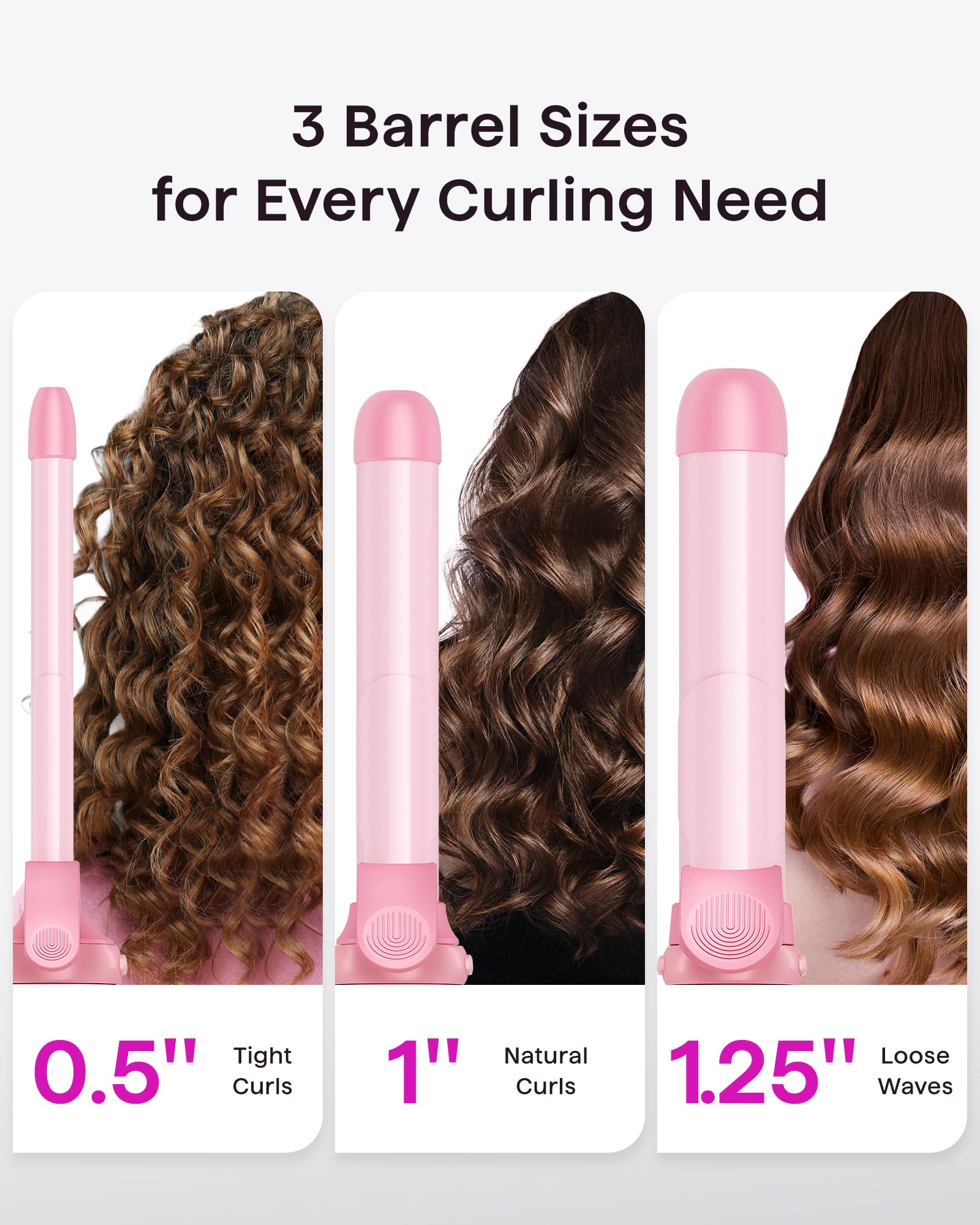 Wavytalk rotating curling iron 1-inch barrel delivers beachy waves and classic curls.