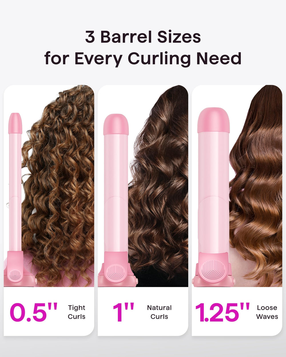 Wavytalk rotating curling iron 1-inch barrel delivers beachy waves and classic curls.