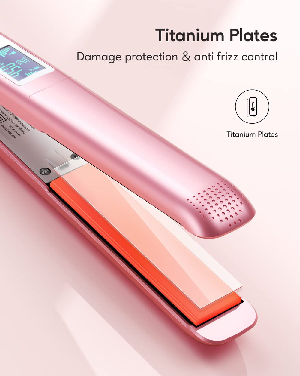 Wavytalk Salon Flat Iron Rose Gold in-use scene delivering sleek, frizz-free results