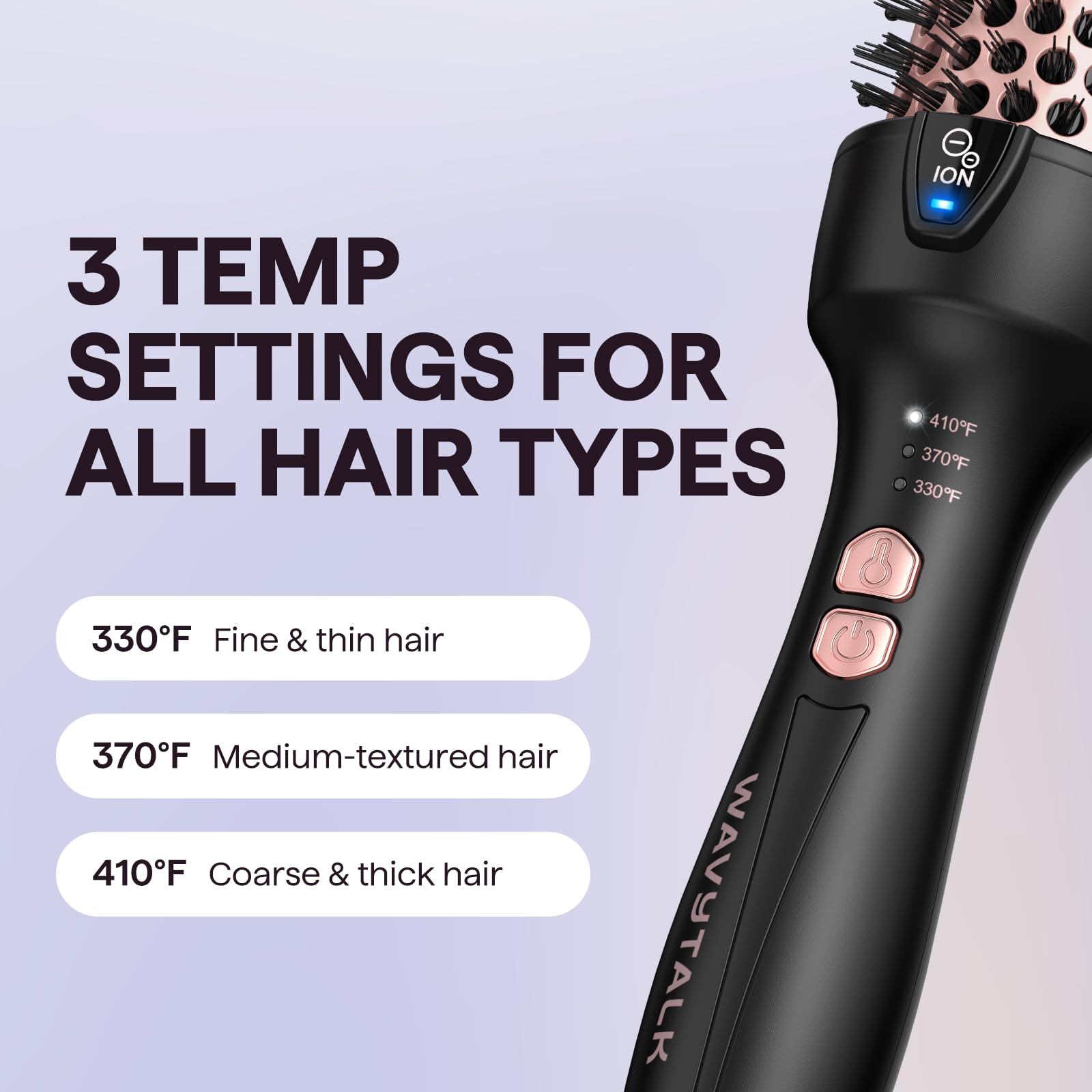 Wavytalk silk-smooth finish highlights glossy, long-lasting shine after brushing.