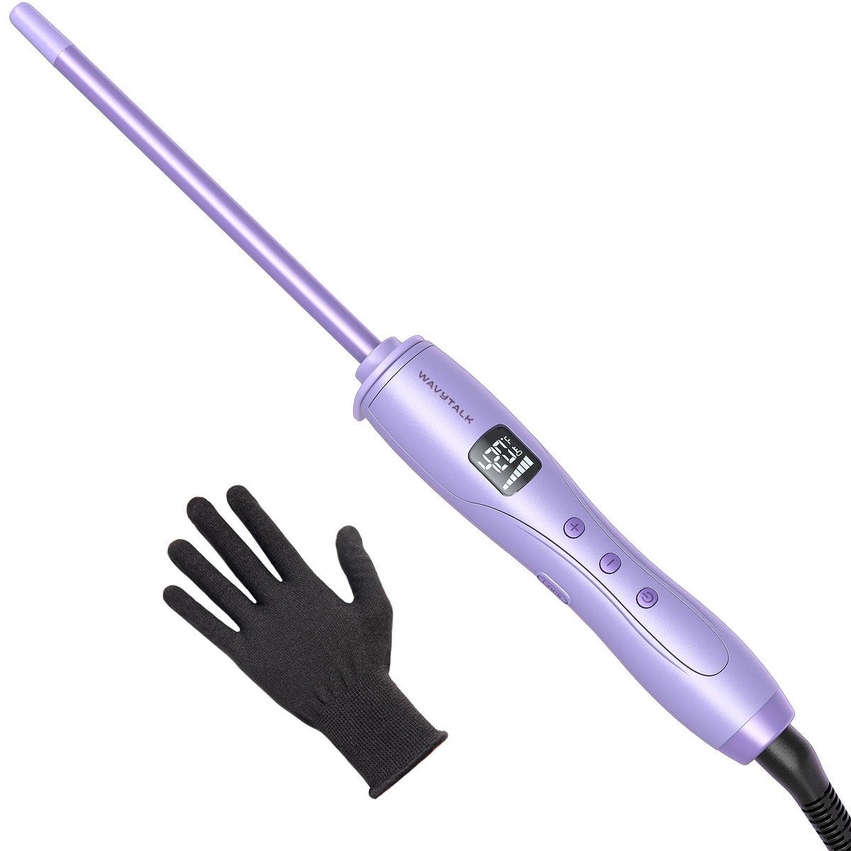 Wavytalk 3/8-inch curling iron barrel close-up showing smooth curls