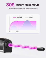 Wavytalk small curling wand rose pink in use delivering curling on hair