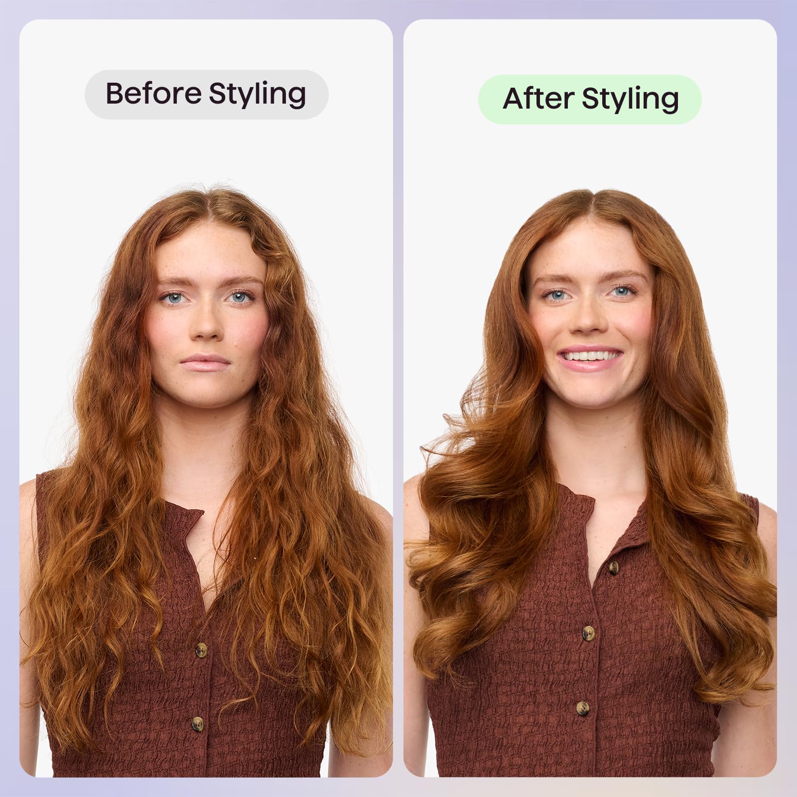 Applying Wavytalk Smooth Barrier on damp hair before heat styling for protection