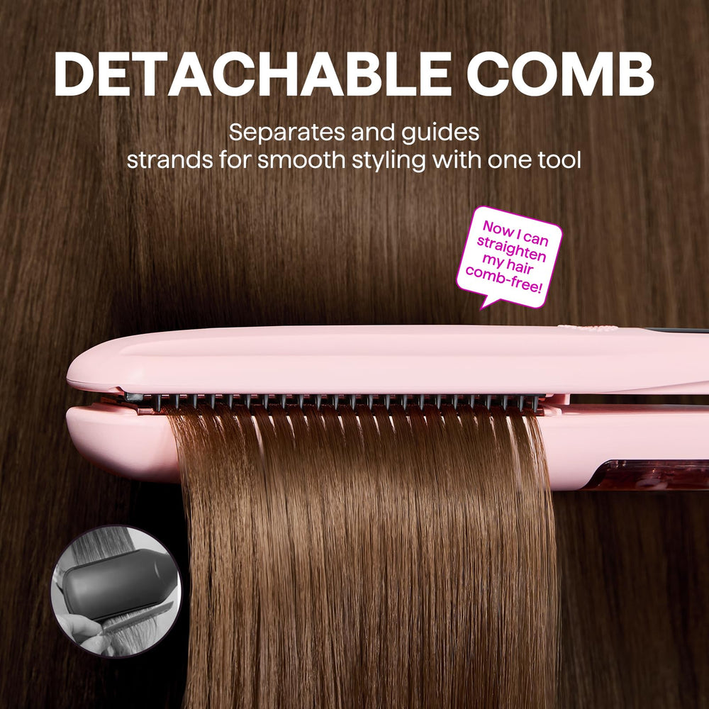 Wavytalk Steam Sesh steam mist hydrates hair during passes for smoother results.