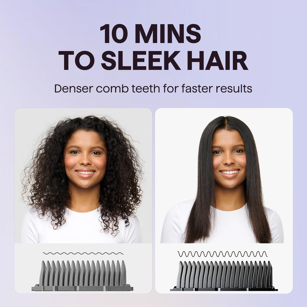 Wavytalk hair straightener brush 3D teeth closeup shows snag-free design for smoother results.