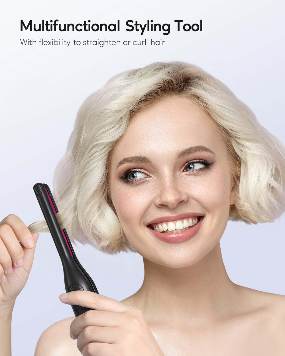 Wavytalk temperature range 300-450F graphic illustrates versatile styling options.