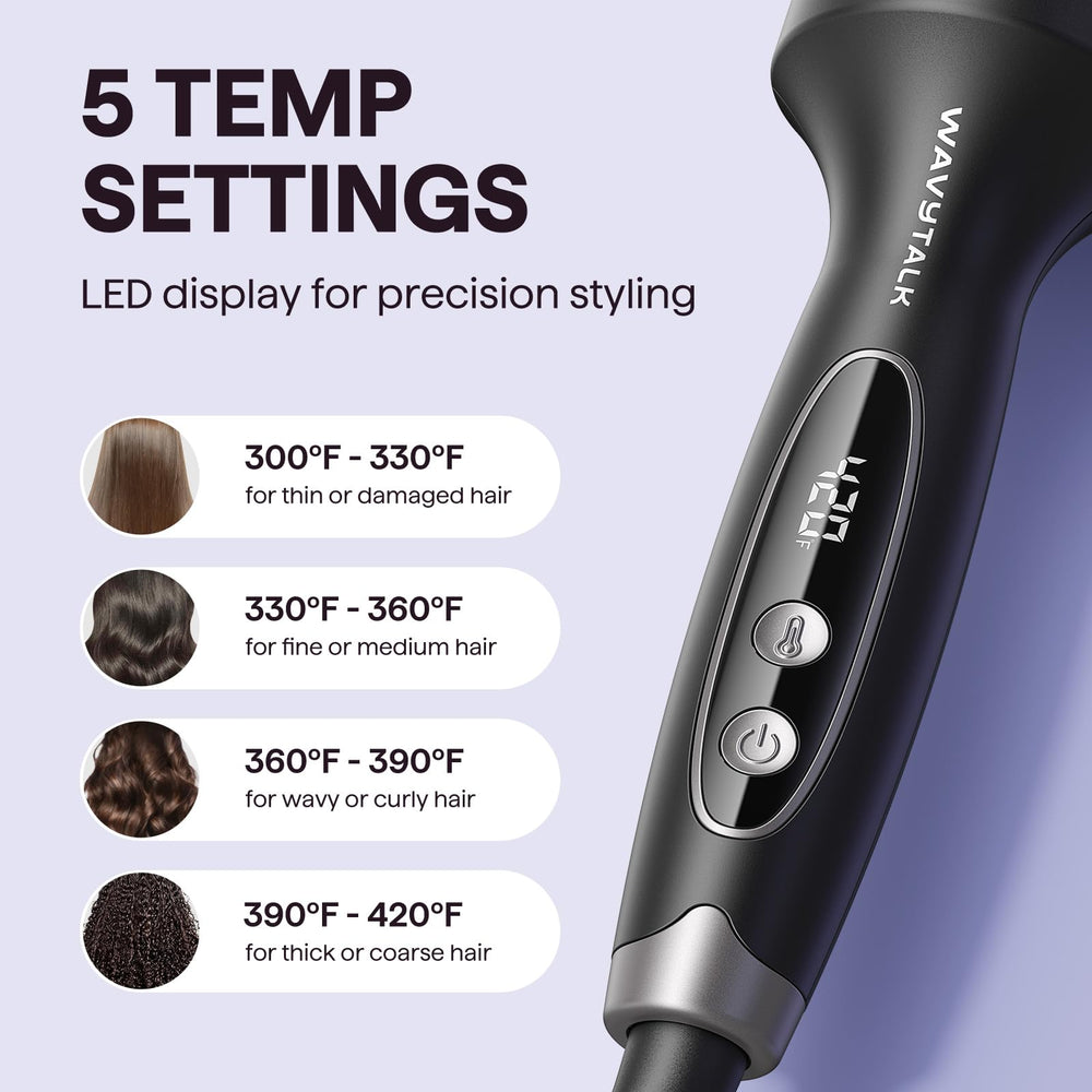 Wavytalk Thermal Brush Digital display showing heat settings