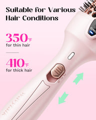 Wavytalk Thermal Brush being used with easy hand grip for effortless styling