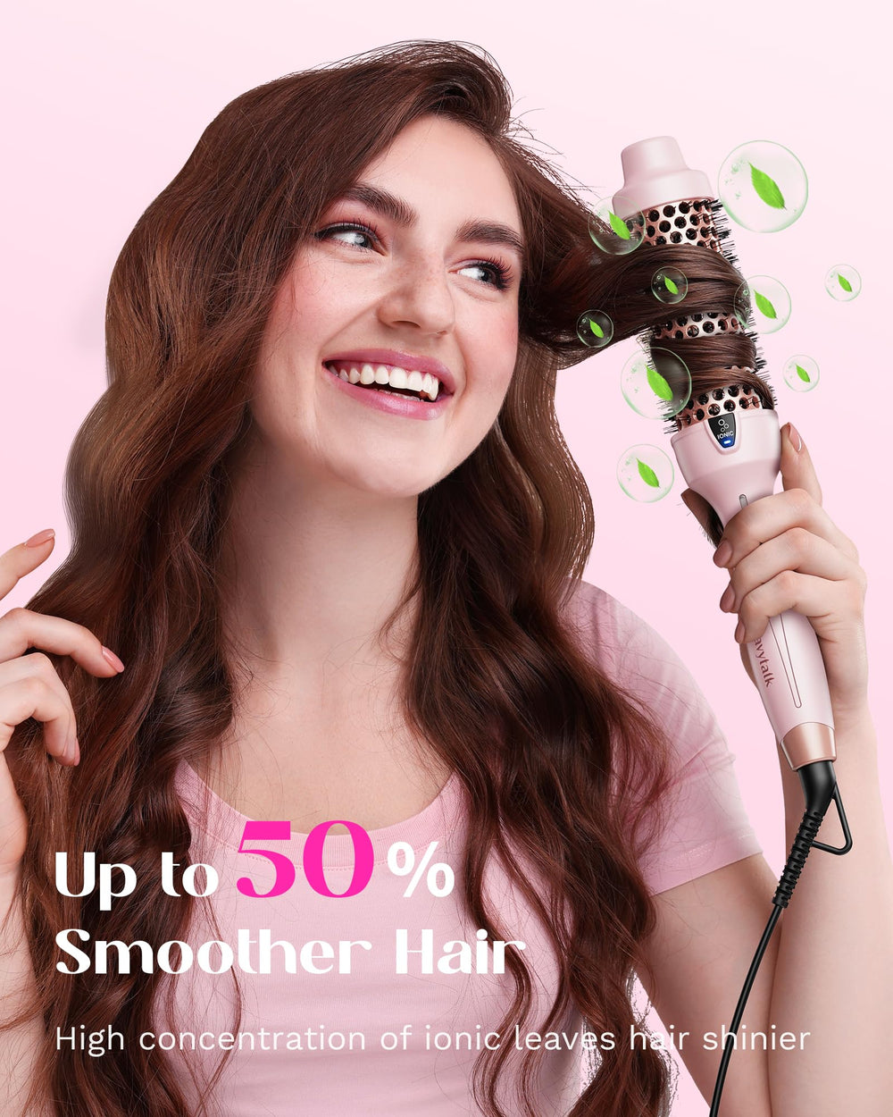 Wavytalk Thermal Brush in action for fast styling and shine