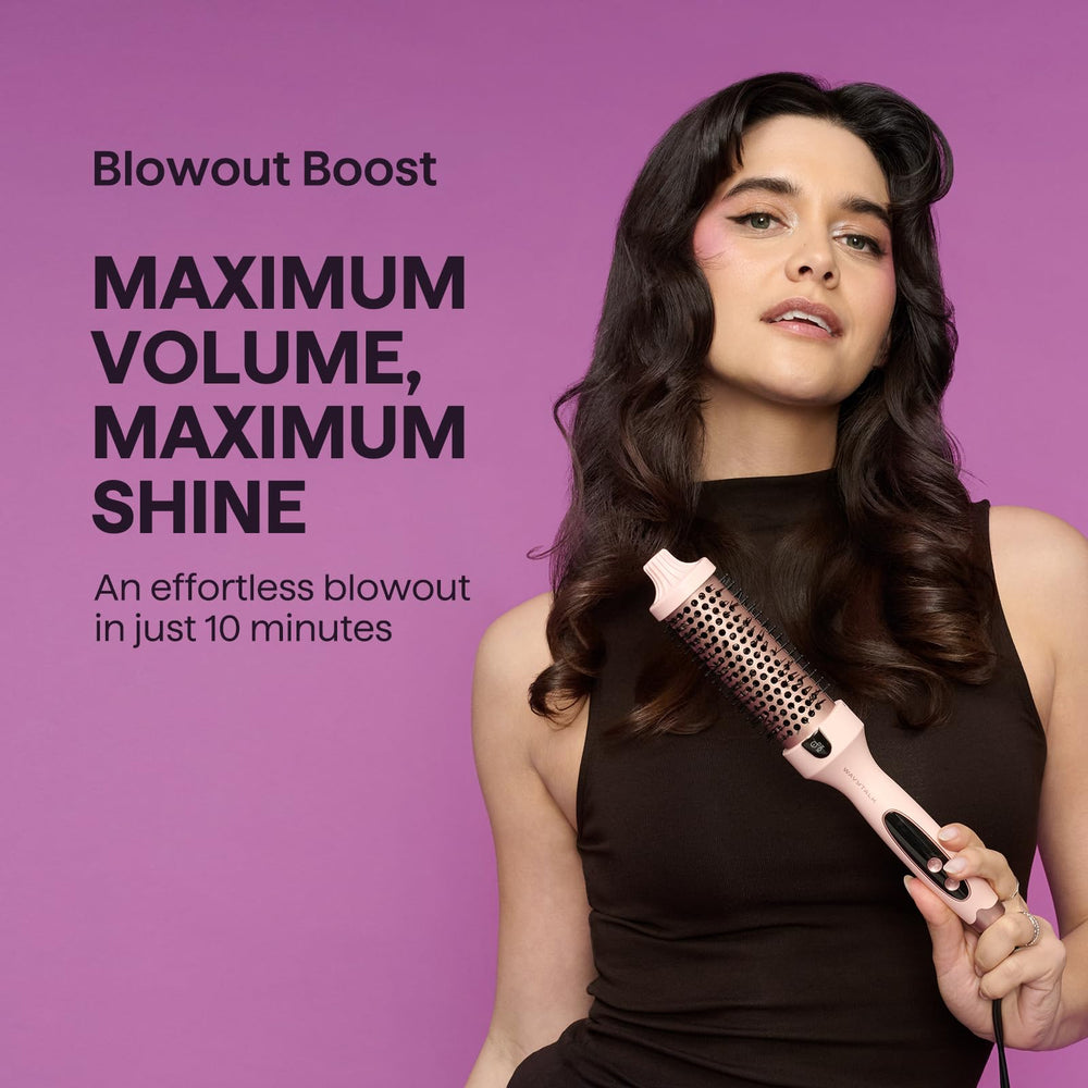Wavytalk Thermal Brush in-use creating voluminous curls and waves.