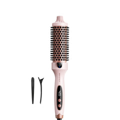 Wavytalk Thermal Brush pink handle close-up for comfortable grip and smooth styling.