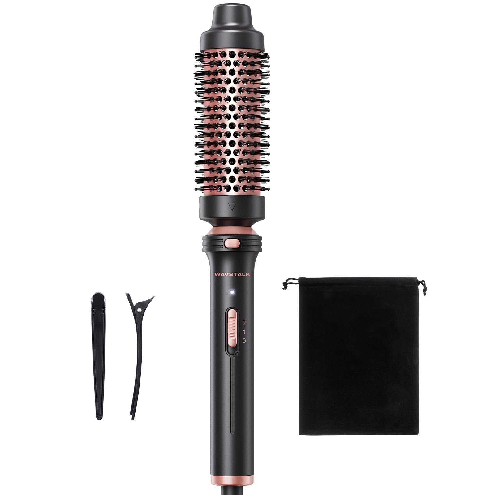 Wavytalk thermal brush in rose gold with even heat for smooth, voluminous curls