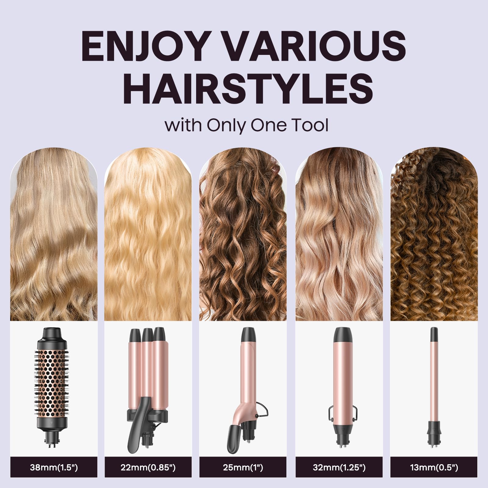 Wavytalk thermal brush in use, rose pink, delivering polished, long-lasting results.