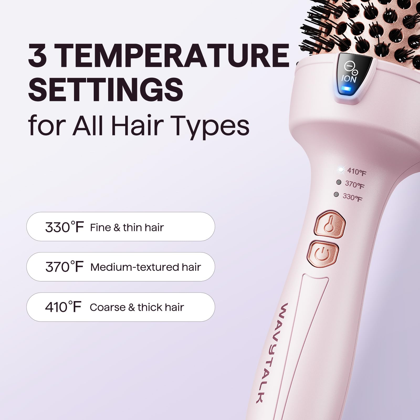 Wavytalk Thermal Brush travel-friendly design supports styling on the go.