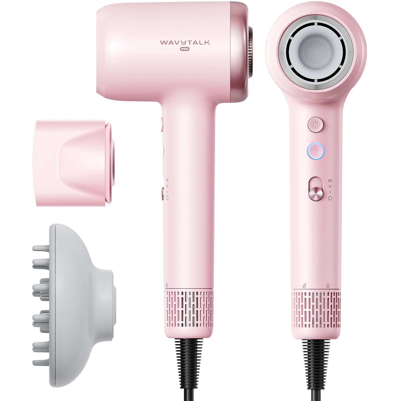 Wavytalk Turblow Pro fast-drying motor delivers high-speed airflow for quick styling.