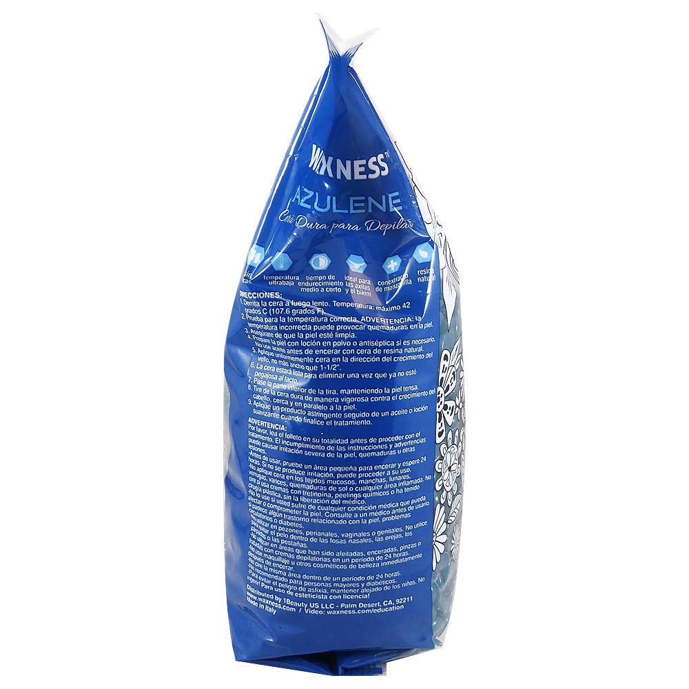 Wax Necessities azulene-beads-underarms-bikini-use closeup demonstrates gentle waxing for sensitive areas