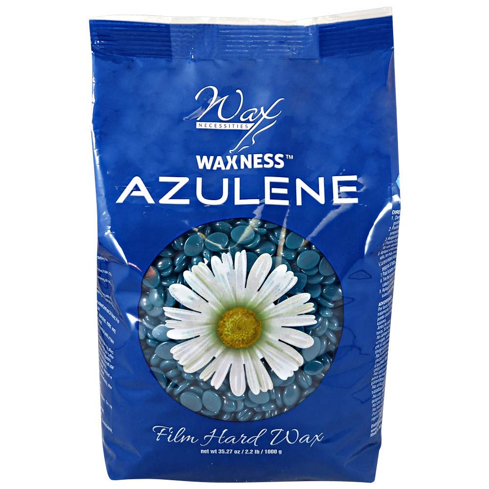 Wax Necessities film hard wax beads Azulene packshot showing pre-melted convenience for fast waxing