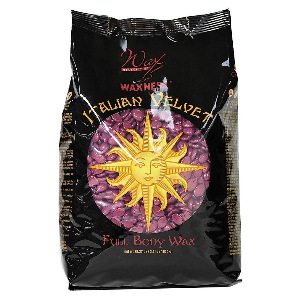 Wax Necessities Italian Velvet wax beads package for efficient full-body waxing.