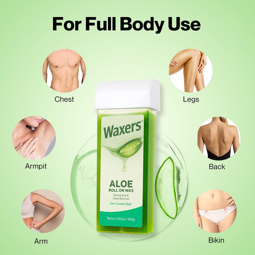 Waxers Aloe Vera wax cartridge emphasizes soothing post-wax refresh.