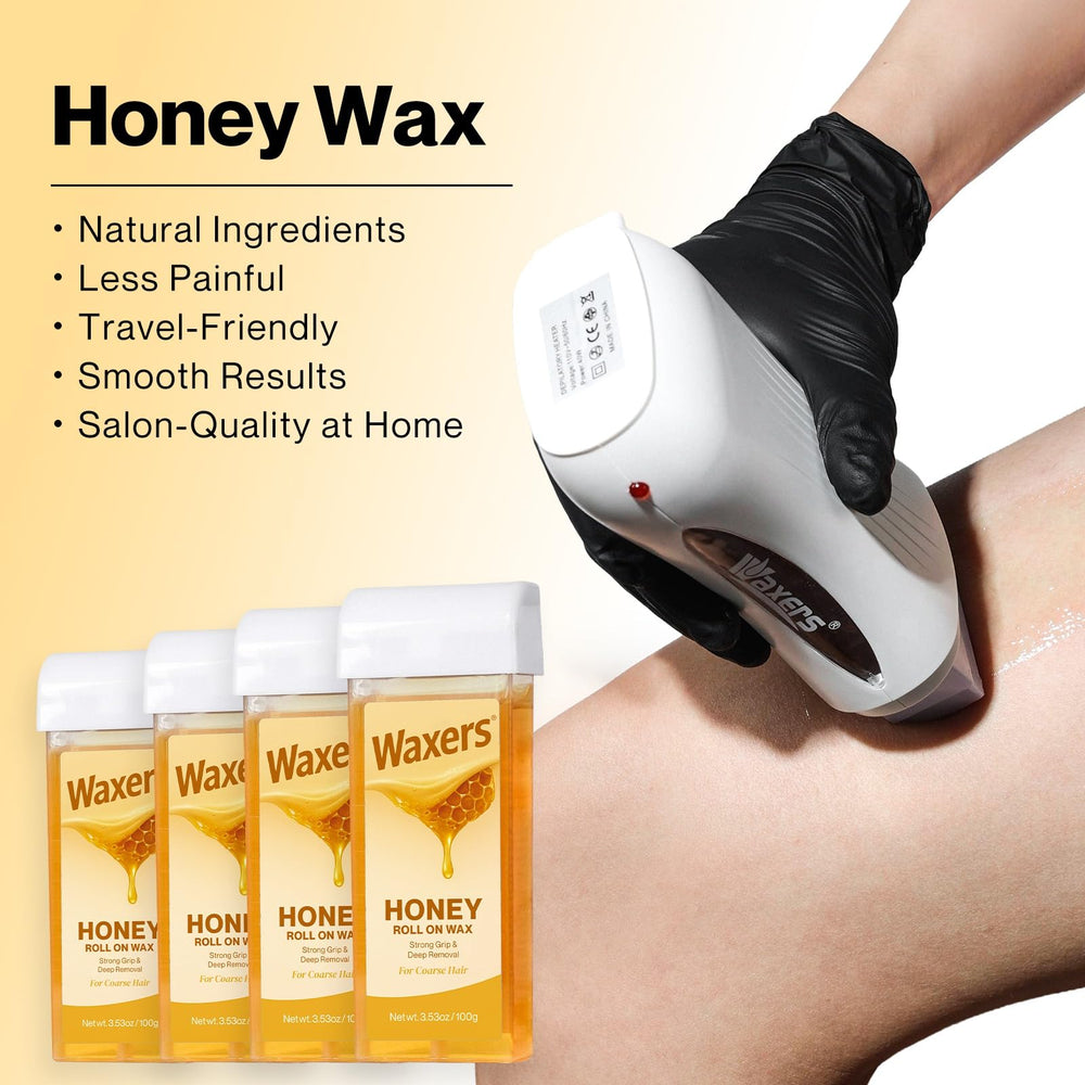 Waxers roll-on wax kit cartridges with honey wax for gentle hair removal
